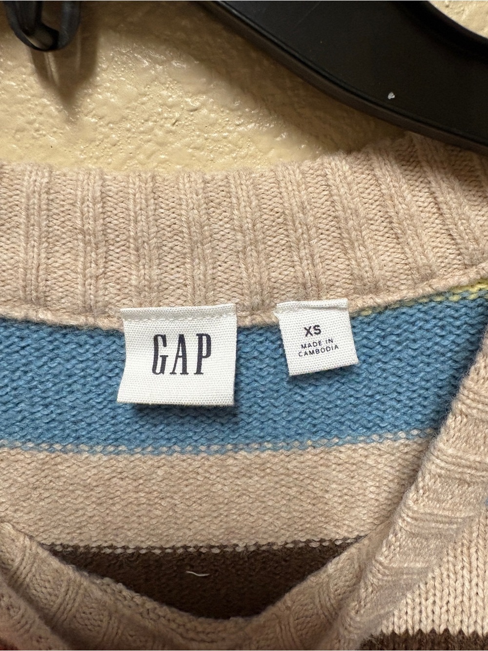 GAP Striped Crewneck Sweater in Pink Blue Yellow Green Brown Cream - Picture 4 of 7
